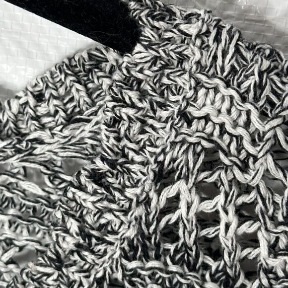 New Loft Sweater Sz M Gray Open Knit V-Neck Long Sleeve Pullover Scallop Boho - Picture 5 of 9